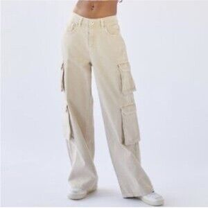 PacSun 90’s Baggy Cargo Pants Relaxed Fit Midrise Vanilla Size 27